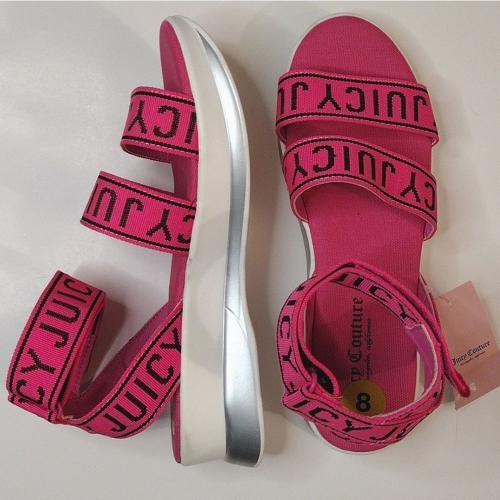 Juicy Couture Inpulse Hot Pink Strappy Logo Platform Sport Sandals SZ 8 NWT Y2K